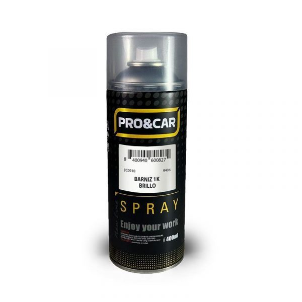spray PRO&CAR barniz 1K brillo 400 ml acabado brillante y protección duradera