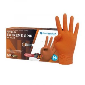 GUANTES DE NITRILO EXTREME GRIP NARANJAS (Dispensador 50 uds)