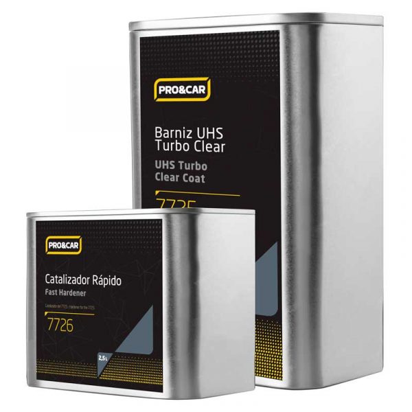 kit barniz PRO&CAR UHS Air Dry con catalizador secado rápido alto brillo 5 litros