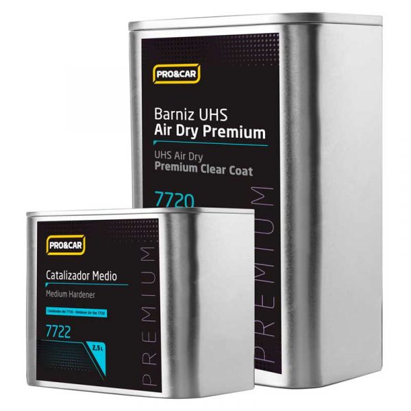 kit barniz PRO&CAR UHS Air Dry con catalizador secado rápido alto brillo 5 litros