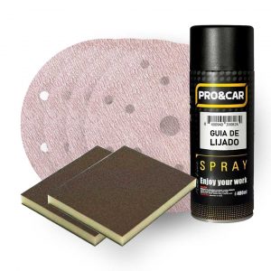 Kit Lijado de Aparejo PRO&CAR – 40 Discos + 1 Guía Spray + 2 Esponjas
