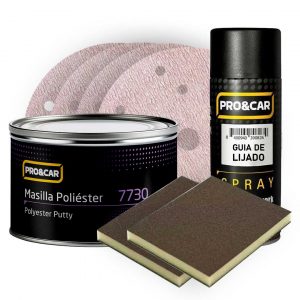 Kit Lijado Completo Masilla PRO&CAR – 50 Discos + Masilla + Guía Spray + Esponja