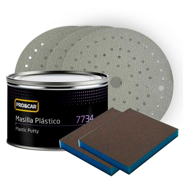 Kit Lijado Completo Plásticos PRO&CAR – 15 Discos + Masilla + Esponja