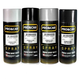 PACK DE SPRAYS APAREJO EXCELENT UHS 400 ML - BLANCO, GRIS CLARO, GRIS OSCURO Y NEGRO